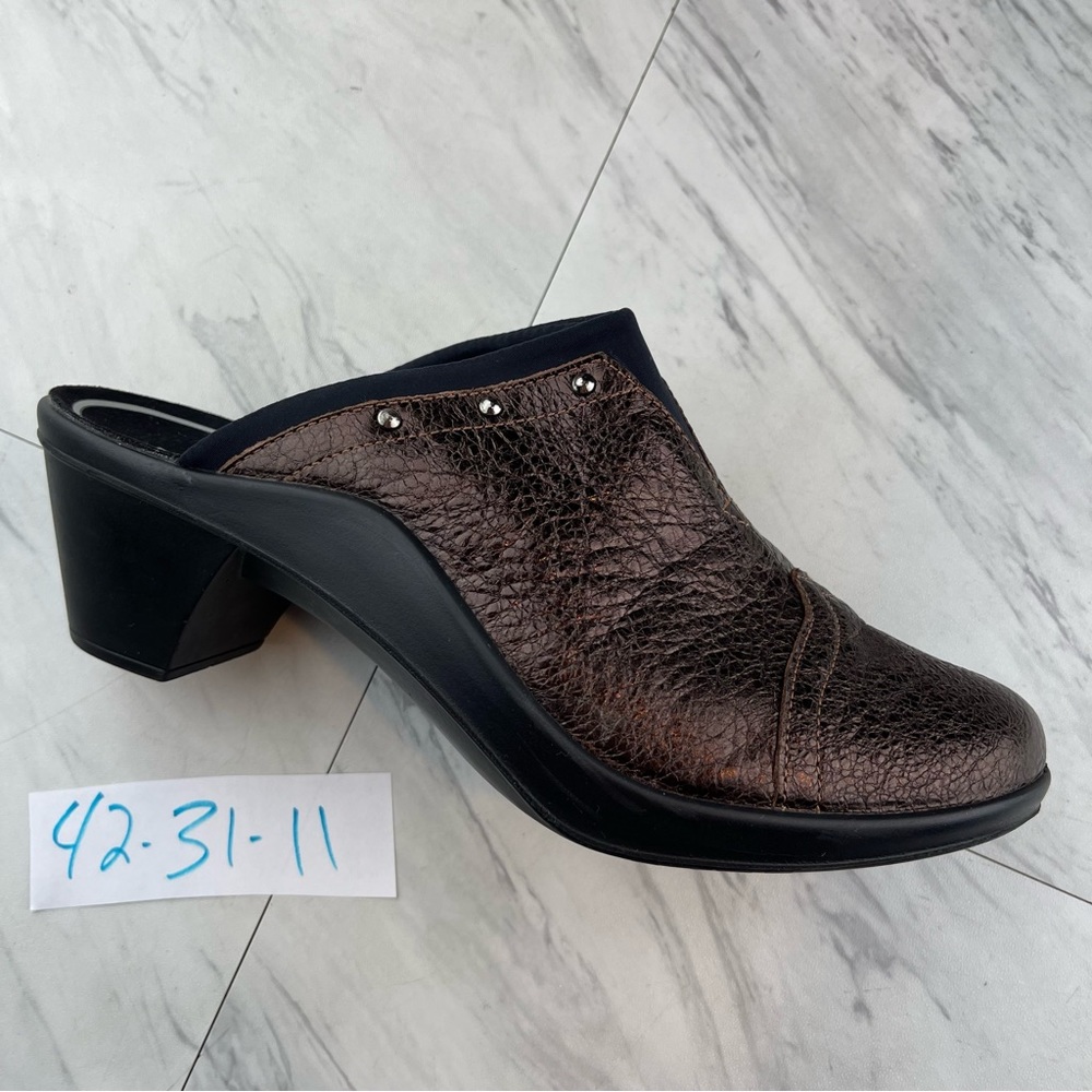 Women's Romika Leather Mule Shoes Loafer Clog Bronze Flake Loafer 42/10